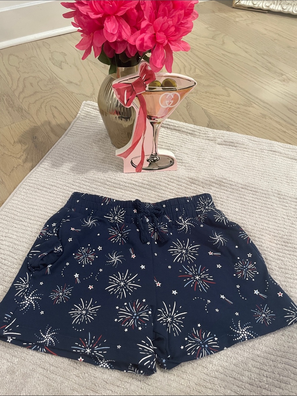 Girls' Navy Firework Print Shorts